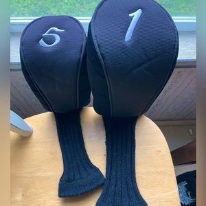 2 UnBranded Black Golf Head Covers “1” & “5”